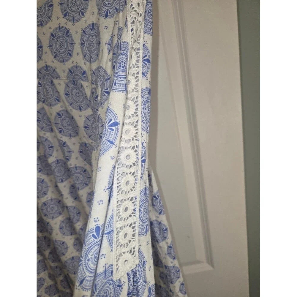 Carole Hochman Light Blue Floral Cotton Sleep Dress Nightgown